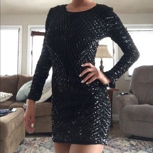 Black sequin Windsor mini dress
